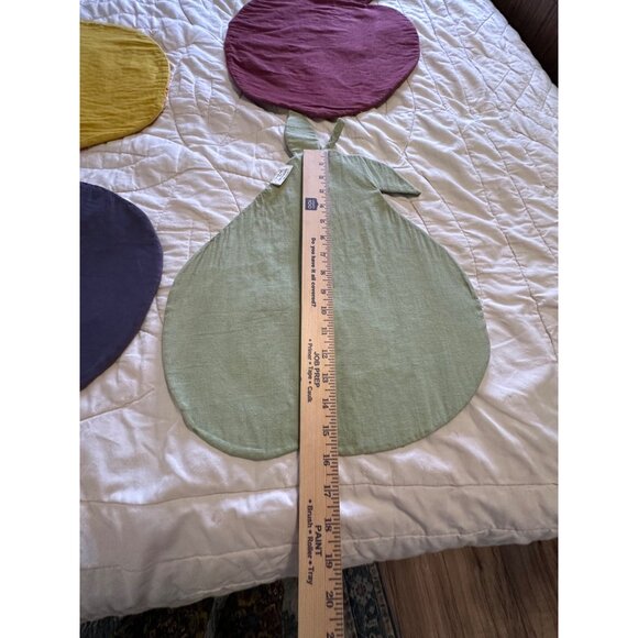 4 VTG Beaded Fruit themed Quilted Placemats Pear Apple Orange Plum table top htf - Picture 7 of 13